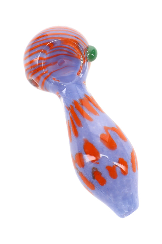 Bright Frit Striped Dot Spoon Pipe “Dot Pop” – 4½″ – Assorted Colors - Discreet Smoker