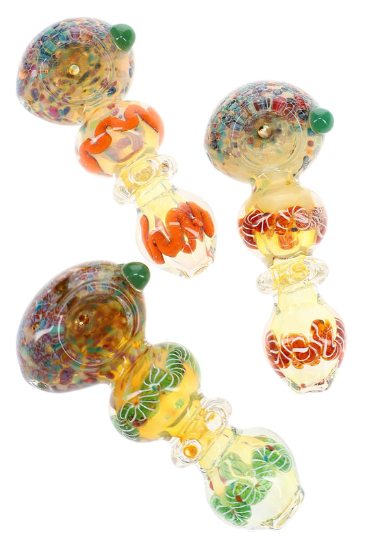 Silver Fumed Frit Ring Spoon Pipe “Moon Halo” – 4″ – Assorted Colors - Discreet Smoker