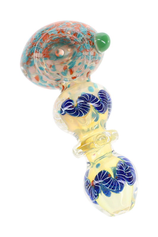 Silver Fumed Frit Ring Spoon Pipe “Moon Halo” – 4″ – Assorted Colors - Discreet Smoker