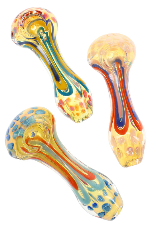 Color-Changing Squiggle Dot Spoon Pipe “Dot Dash” – 4″ – Assorted Colors - Discreet Smoker