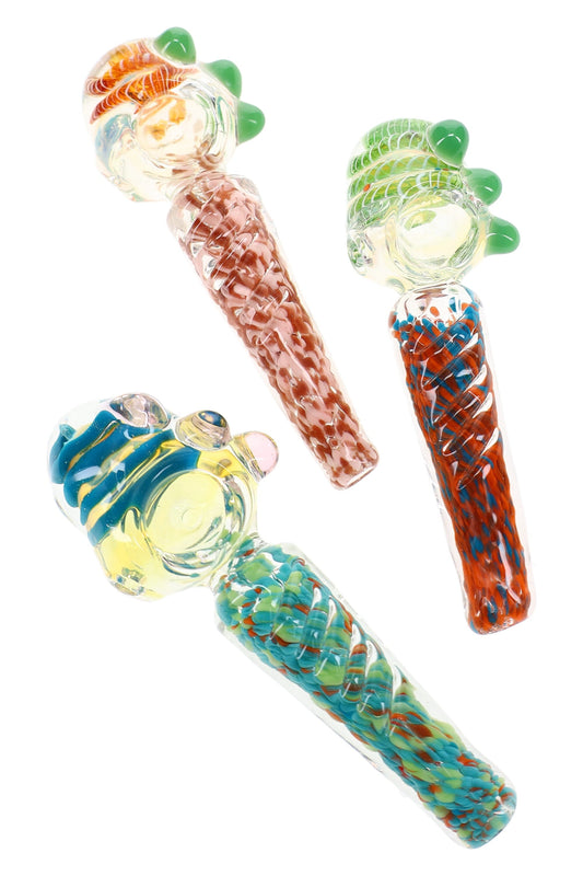 Color-Changing Confetti Frit Spoon Pipe “Marble Pop” – 4½″ – Assorted Colors - Discreet Smoker