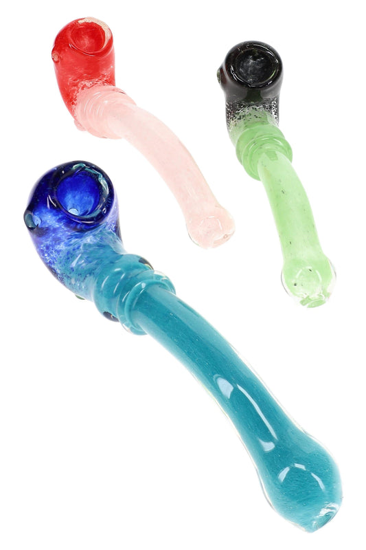 Two-Tone Frit Glass Sherlock Pipe “Color Loop” – 6½″ – Assorted Colors - Discreet Smoker