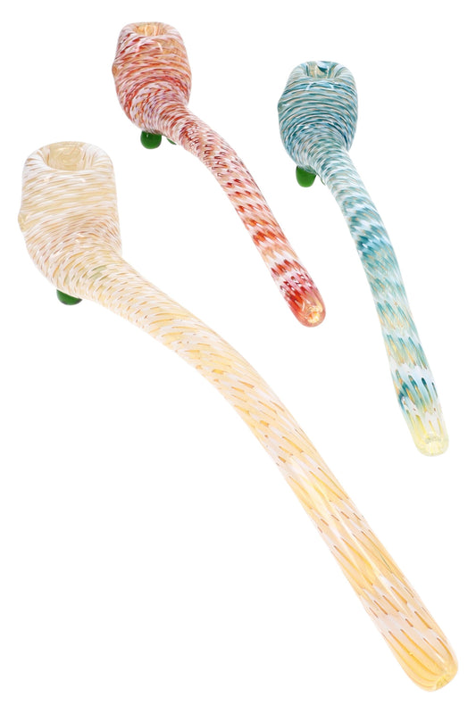 Net Stripe Color-Changing Sherlock Pipe “Web Wizard” – 10″ – Assorted Colors - Discreet Smoker