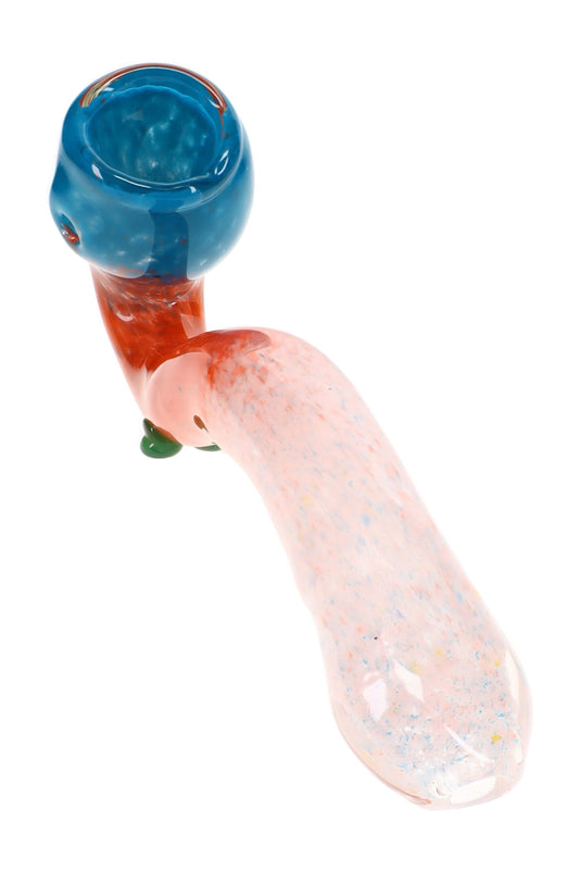 Tricolor Frit Glass Sherlock Pipe “Prism Puff” – 7″ – Assorted Colors - Discreet Smoker