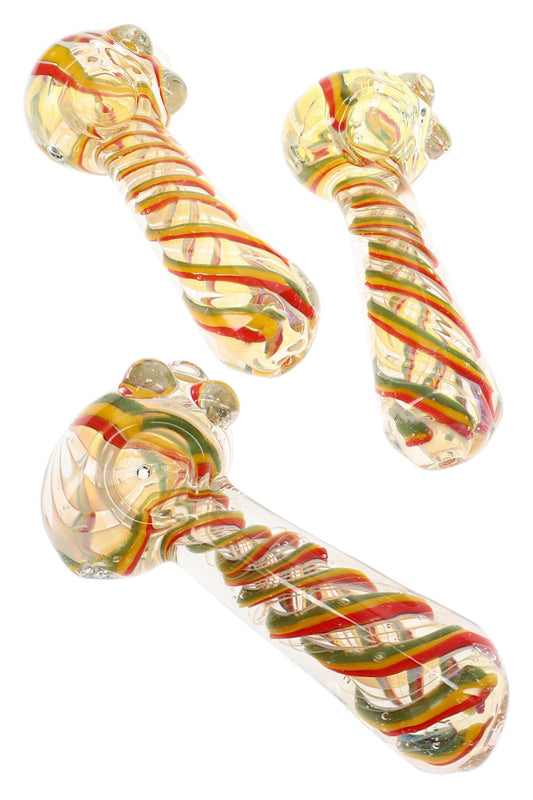Rasta Swirl Glass Spoon Pipe “Stripe Hype” – 5″ – Assorted Colors - Discreet Smoker