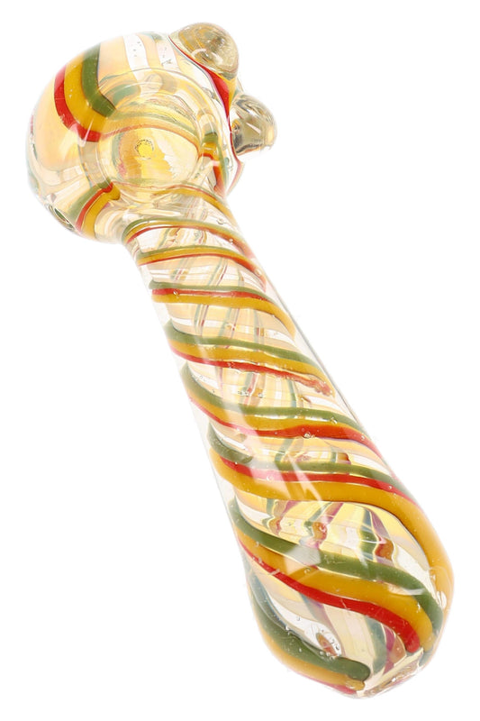 Rasta Swirl Glass Spoon Pipe “Stripe Hype” – 5″ – Assorted Colors - Discreet Smoker