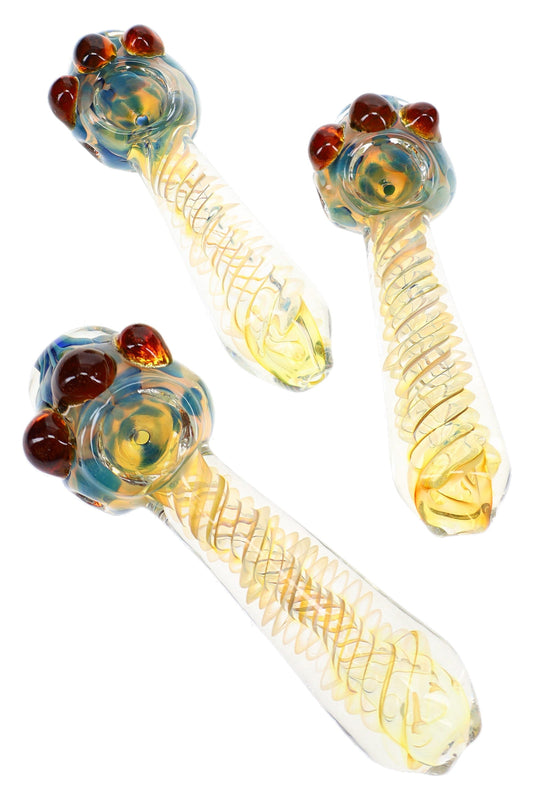 Color-Changing Spiral Bubble Glass Spoon Pipe “Marble Halo” – 5½″ – Assorted Colors - Discreet Smoker