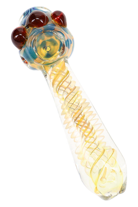 Color-Changing Spiral Bubble Glass Spoon Pipe “Marble Halo” – 5½″ – Assorted Colors - Discreet Smoker