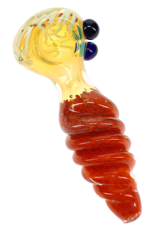 Twisted Frit Color-Changing Glass Spoon Pipe “Coil Pop” – 4½″ – Assorted Colors - Discreet Smoker