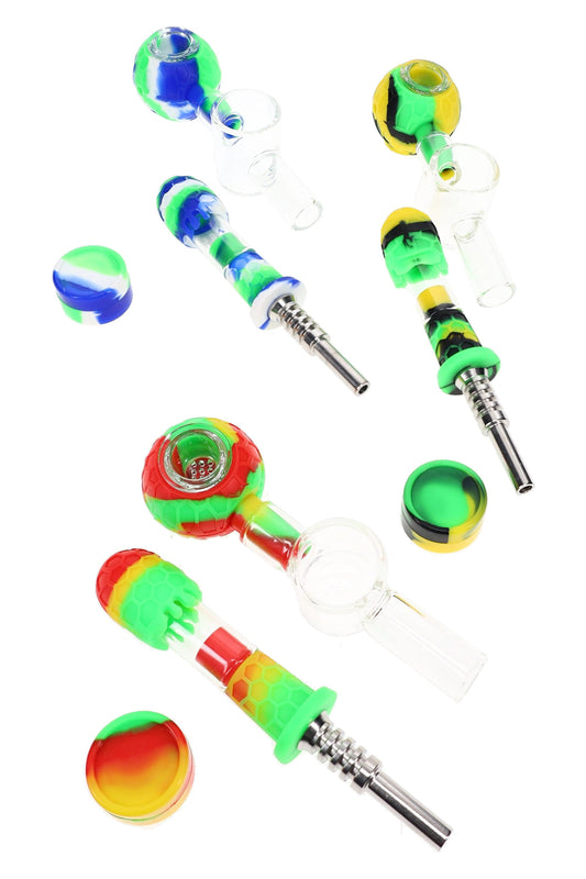 Silicone Glass Dab Straw & Hand Pipe Kit – Assorted - Discreet Smoker