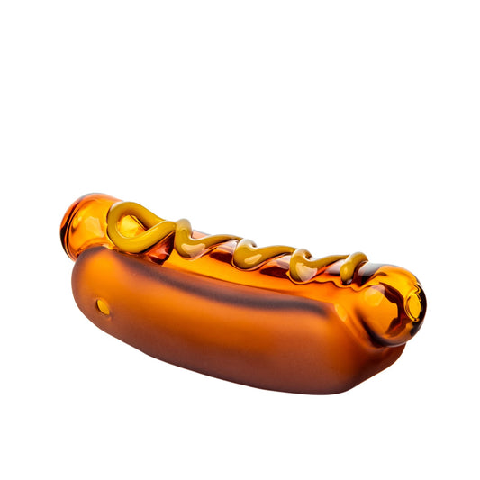 BigFun! “Glizzy” Hot Dog Borosilicate Glass Hand Pipe – 5.1″ - Discreet Smoker