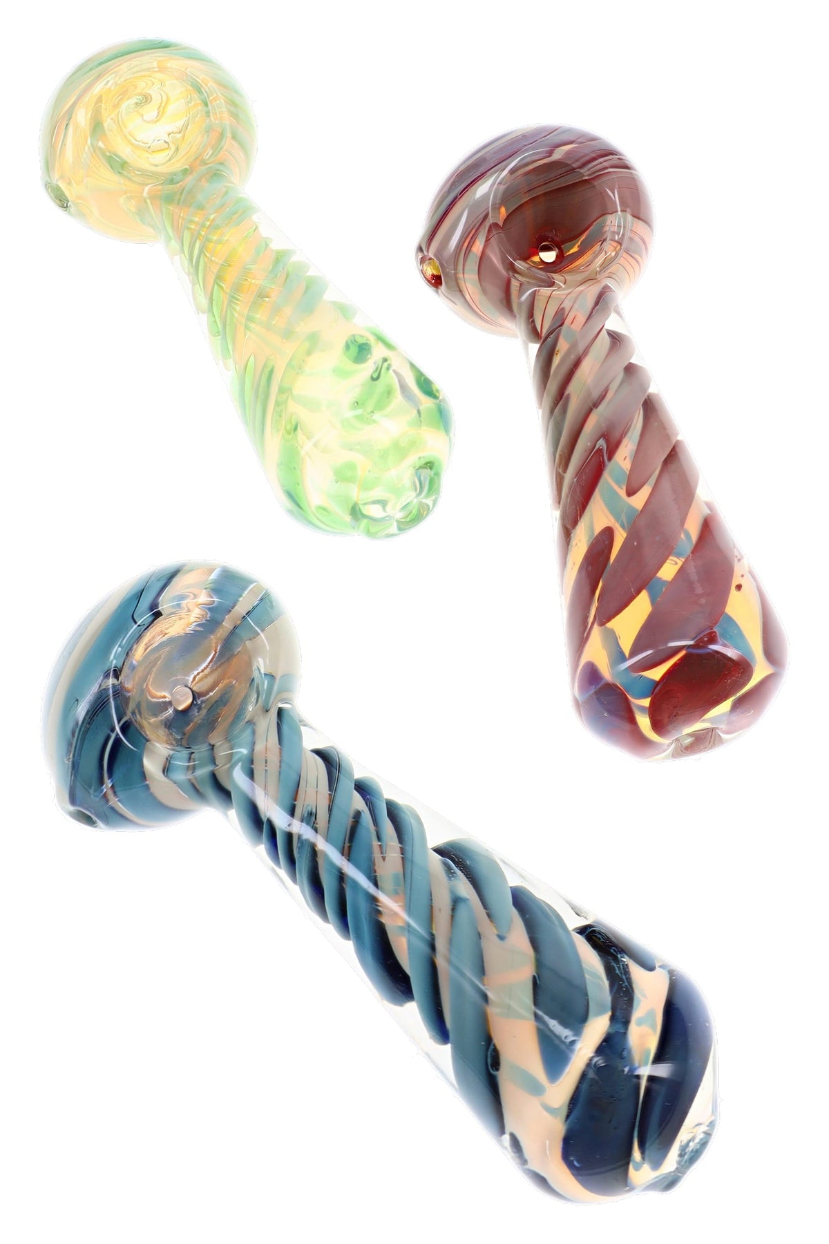 Silver-Fumed Spiral Bubble Glass Spoon Pipe “Swirl Stack” – 4½″ – Assorted Colors - Discreet Smoker