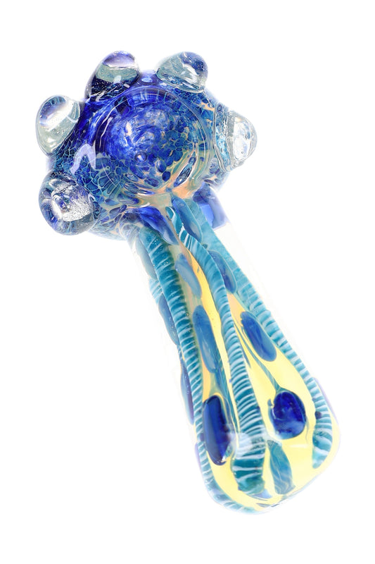 Color-Changing Bubble Frit Spoon Pipe “Orb Trail” – 4½″ – Assorted Colors - Discreet Smoker