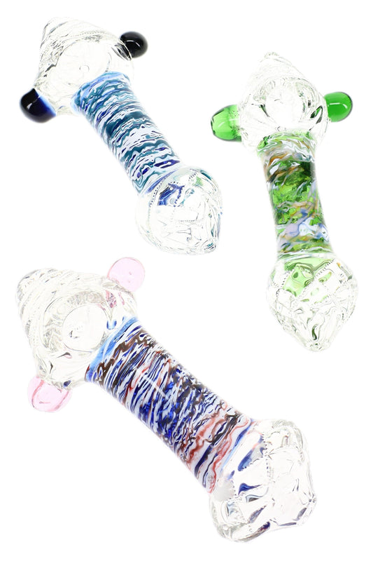 Painted Color Clear Glass Spoon Pipe “Gallery Grip” – 5″ – Assorted Colors - Discreet Smoker