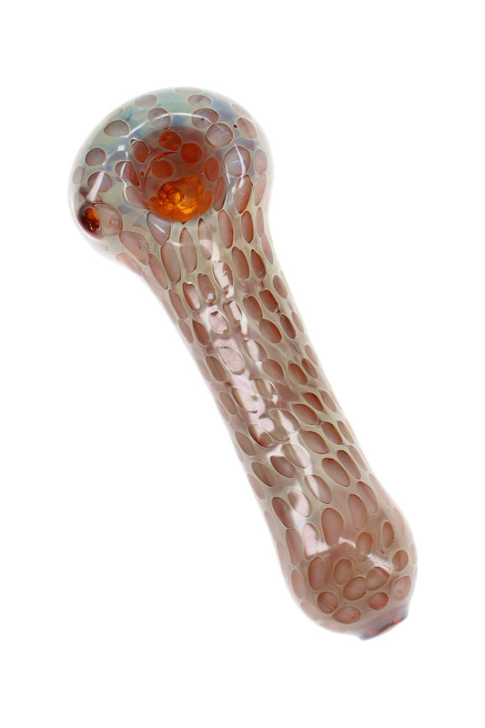 Silver-Fumed Bubble Dot Glass Spoon Pipe “Dot Drift” – 4½″ – Assorted Colors - Discreet Smoker