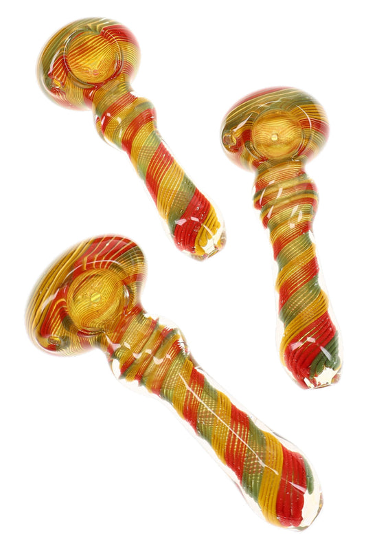 Color-Changing Rasta Twist Glass Spoon Pipe “Twistafari” – 5″ – Assorted Colors - Discreet Smoker