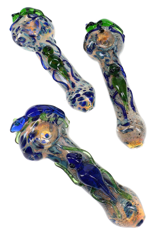 Silver-Fumed Critter Glass Spoon Pipe “Bug Buddy” – 5″ – Assorted Colors - Discreet Smoker