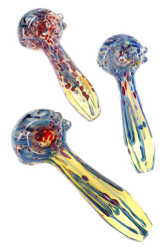 Color-Changing Fumed Frit Spoon Pipe “Comet Trail” – 4½″ – Assorted Colors - Discreet Smoker