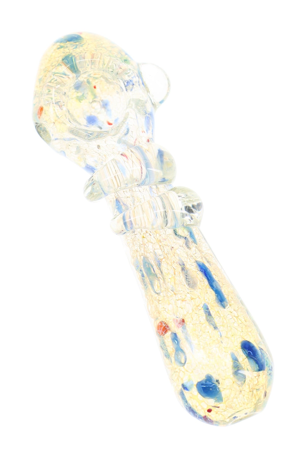 Silver-Fumed Dotted Glass Spoon Pipe “Firefly Wrap” – 5″ – Assorted Colors