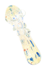 Silver-Fumed Dotted Glass Spoon Pipe “Firefly Wrap” – 5″ – Assorted Colors
