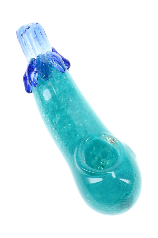 Colorful Frit Eggplant Glass Spoon Pipe “Garden Giggle” – 5½″ – Assorted Colors - Discreet Smoker
