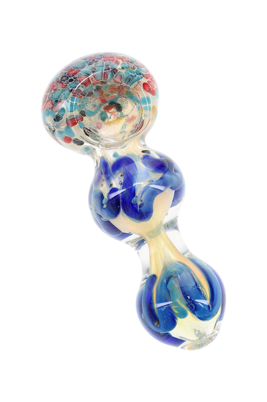 Color Changing Frit Glass Spoon Pipe “Confetti Curl” – 3.5″ – Assorted Colors - Discreet Smoker