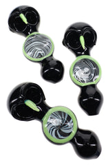 6B Glass Black Neon Owl Double Bowl Pipe “Night Owl” – 5″ – Assorted Colors