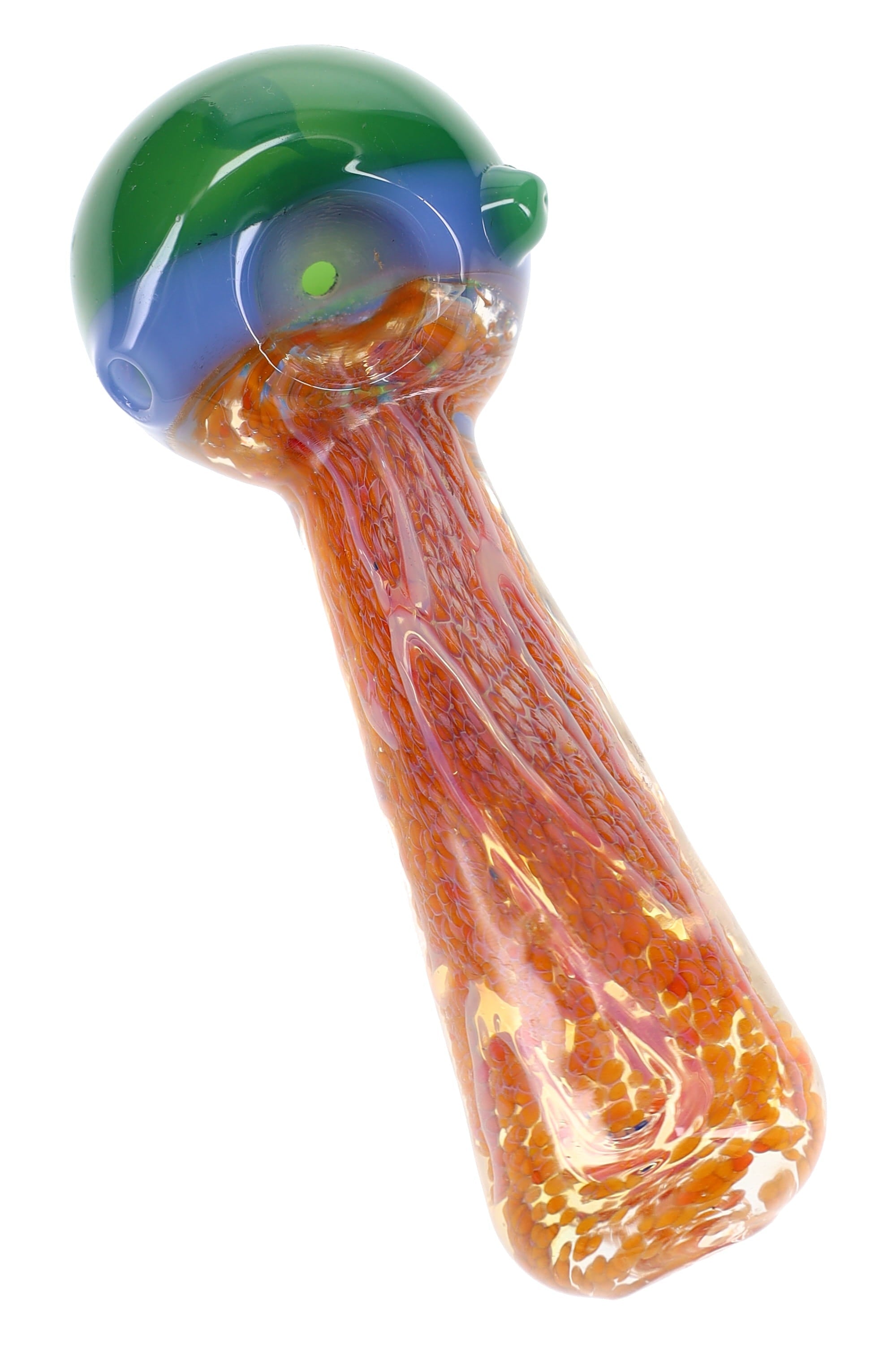 Silver Fumed Frit Squiggle Neon Hand Pipe – 5″ – Assorted Colors - Discreet Smoker