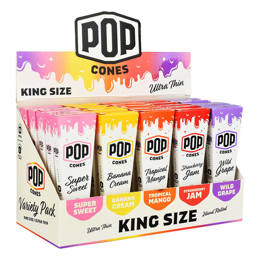 POP Cones Ultra Thin | Assorted Flavors | 25pc Display - Discreet Smoker