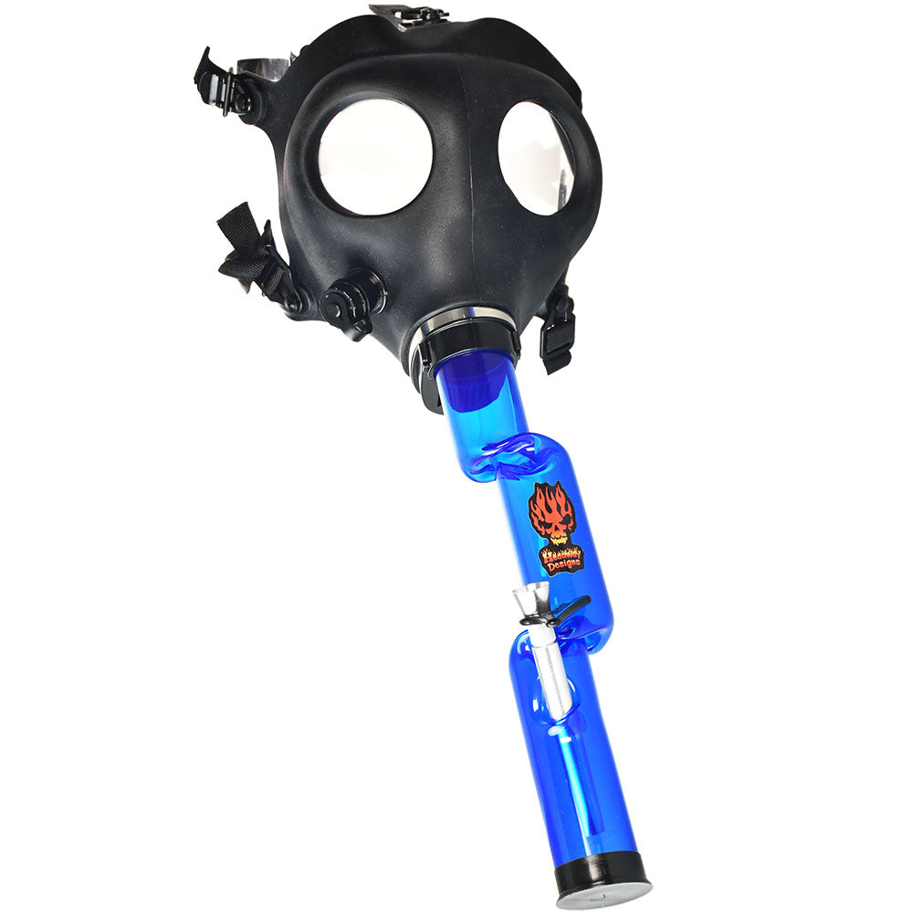 Headway Gas Mask W/ Acrylic Water Pipe - 9"-13"/Styles & Colors Vary - Discreet Smoker