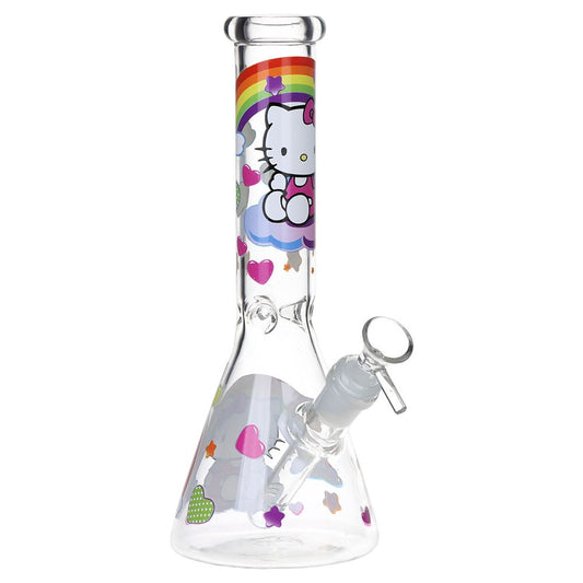 Greetings Feline Glass Beaker Water Pipe | 10" | 14mm F | Designs Vary - Discreet Smoker
