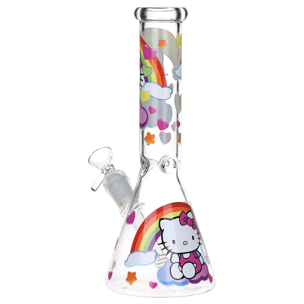 Greetings Feline Glass Beaker Water Pipe | 10" | 14mm F | Designs Vary - Discreet Smoker