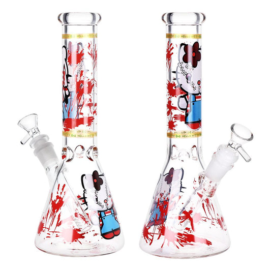 Cats Play Beaker Glass Water Pipe - 10" / 14mm F - Discreet Smoker