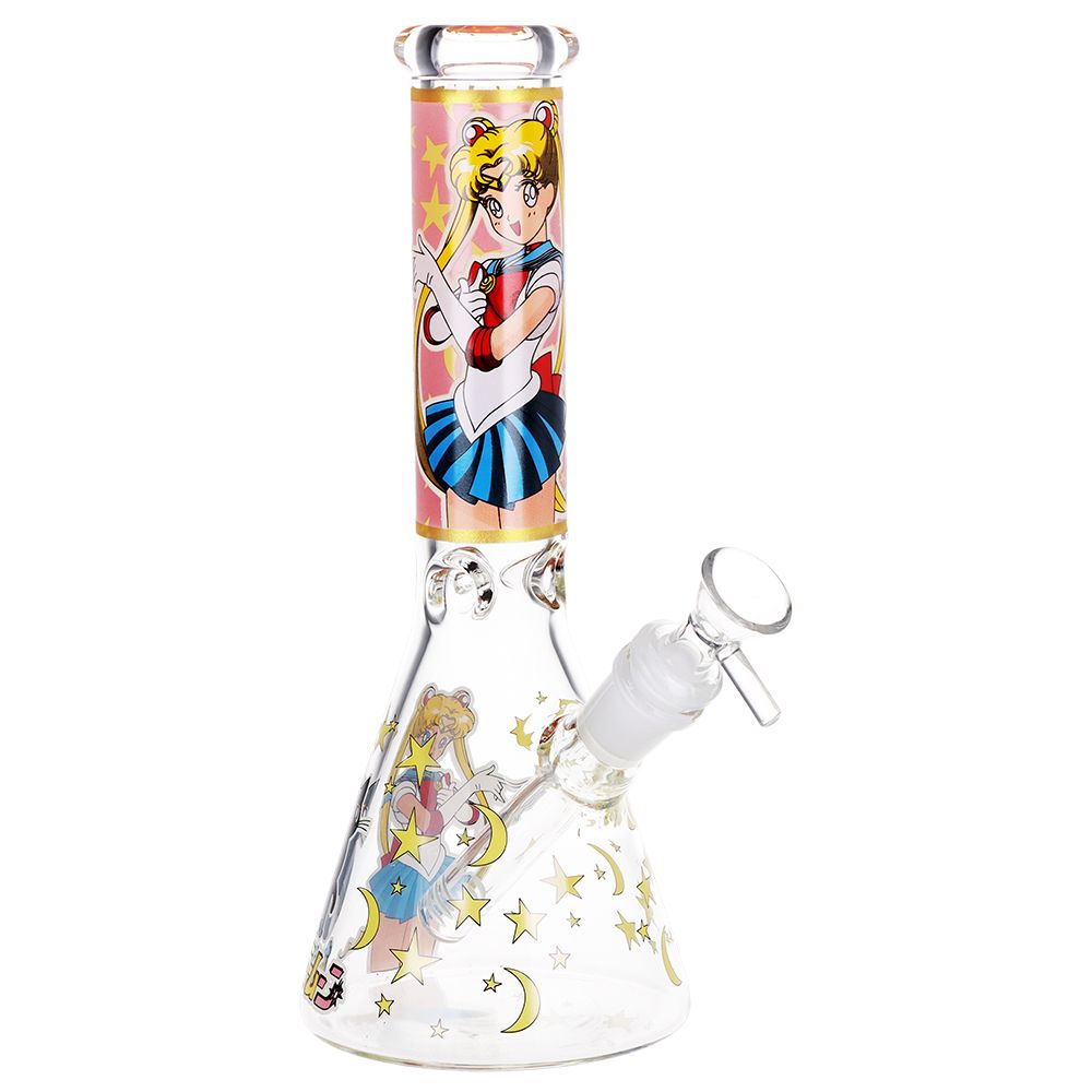 Japanese Animation Girl Beaker Glass Water Pipe - 10" / 14mm F - Discreet Smoker