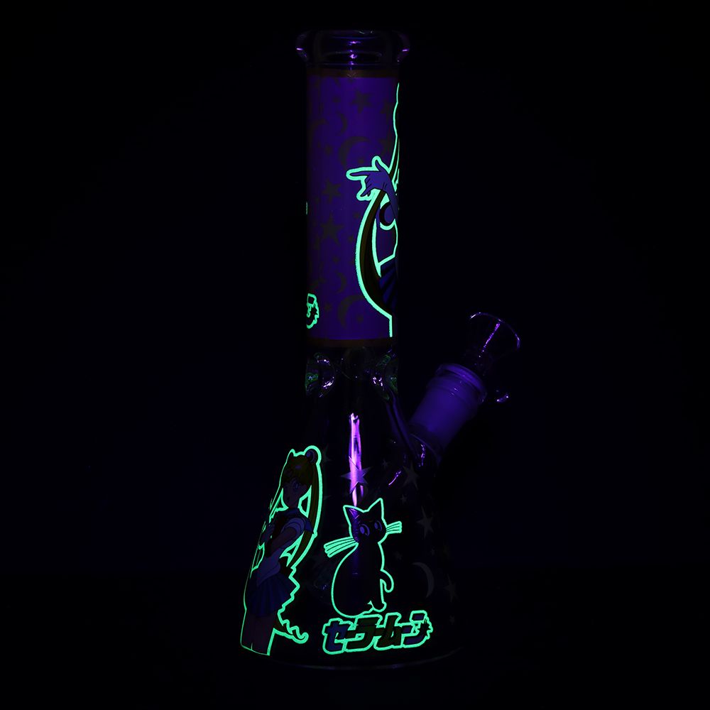 Japanese Animation Girl Beaker Glass Water Pipe - 10" / 14mm F - Discreet Smoker