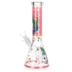 Pink Unicorn Beaker Glass Water Pipe - 10" / 14mm F