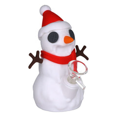Snappy Snowman Silicone Water Pipe w Glass Bowl - 5.25" / 14mm F - Discreet Smoker