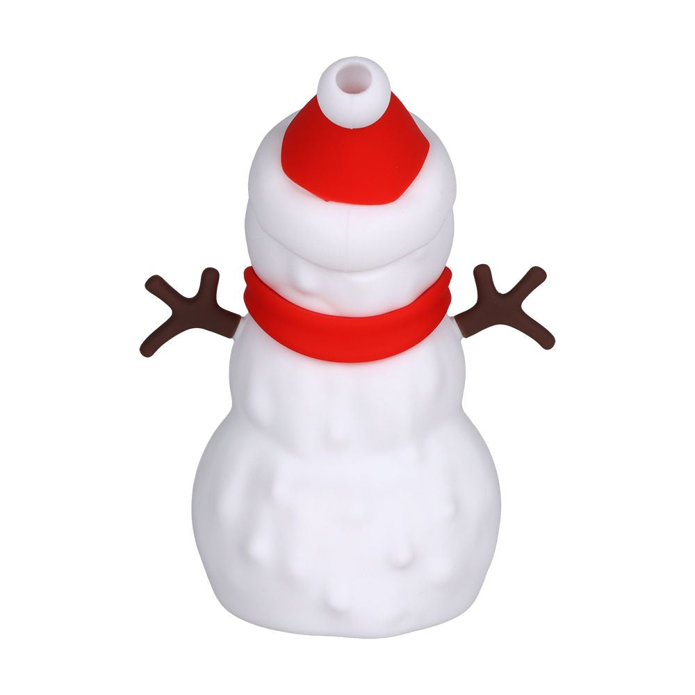 Snappy Snowman Silicone Water Pipe w Glass Bowl - 5.25" / 14mm F - Discreet Smoker