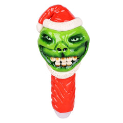 Grinch Enamel Resin Sculpted Glass Spoon Pipe - 6"