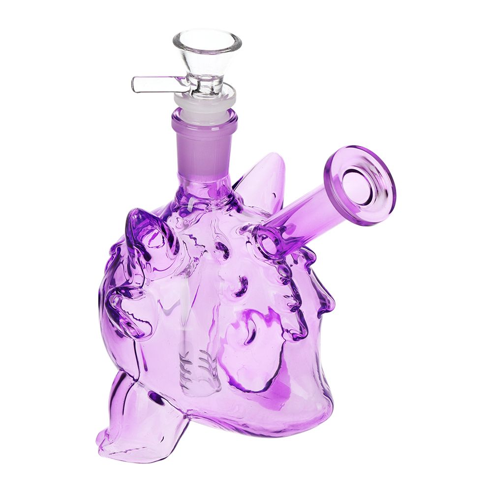 Purple Pocket Monster Glass Water Pipe - 5.75" / 14mm F / "Ghost Type" - Discreet Smoker