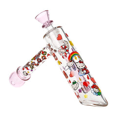 Happy Feels Kitty Glass Bubbler - 6" / 14mm F - Discreet Smoker