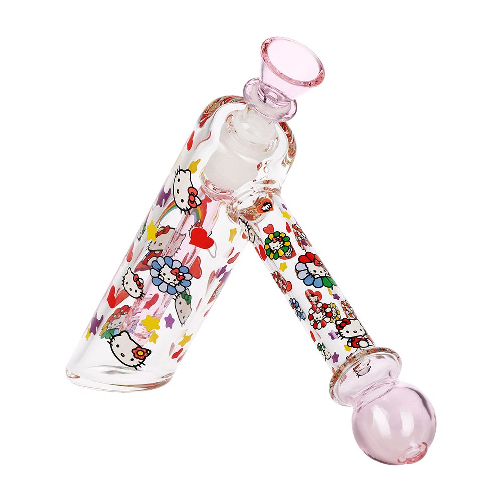 Happy Feels Kitty Glass Bubbler - 6" / 14mm F - Discreet Smoker