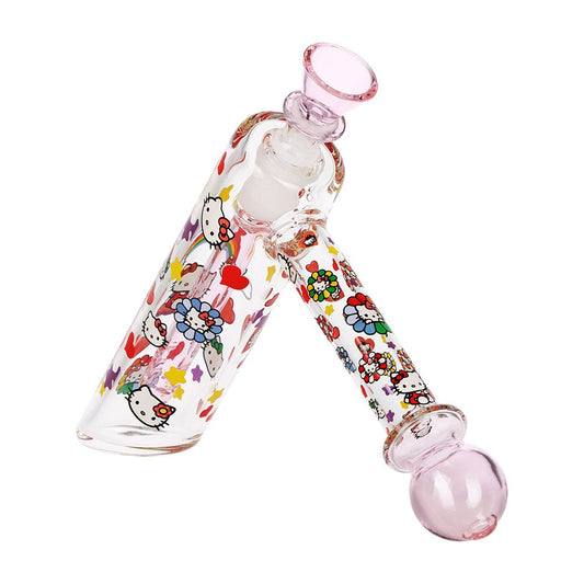 Happy Feels Kitty Glass Bubbler - 6" / 14mm F - Discreet Smoker