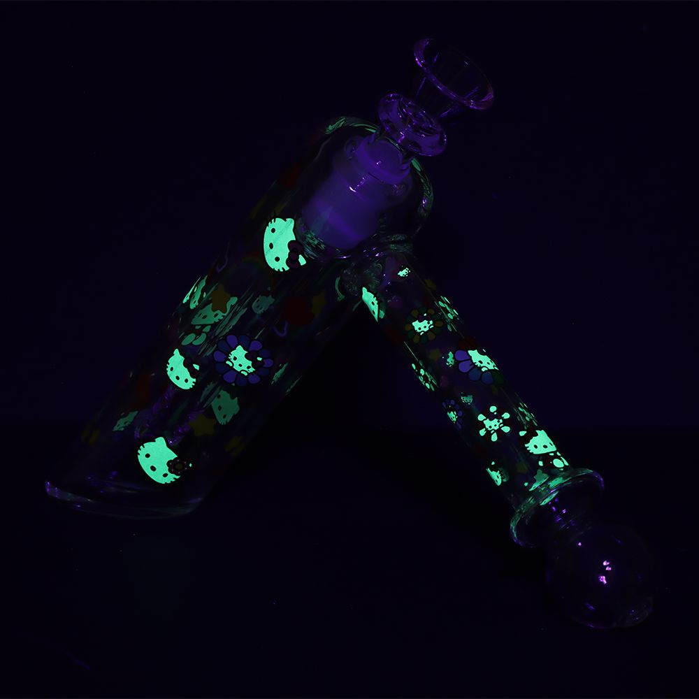 Happy Feels Kitty Glass Bubbler - 6" / 14mm F - Discreet Smoker