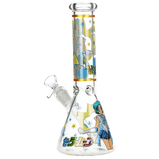 Japanese Animation Girl Version 2 Beaker Glass Water Pipe - 10" / 14mm F - Discreet Smoker