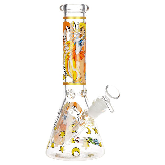 Japanese Animation Girl Version 3 Beaker Glass Water Pipe - 10" / 14mm F - Discreet Smoker