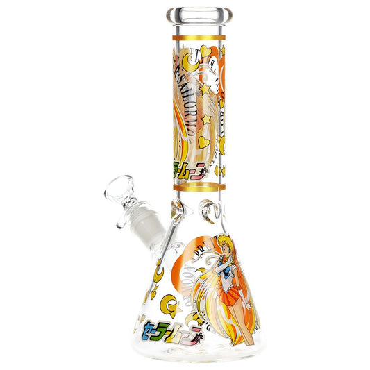 Japanese Animation Girl Version 3 Beaker Glass Water Pipe - 10" / 14mm F - Discreet Smoker