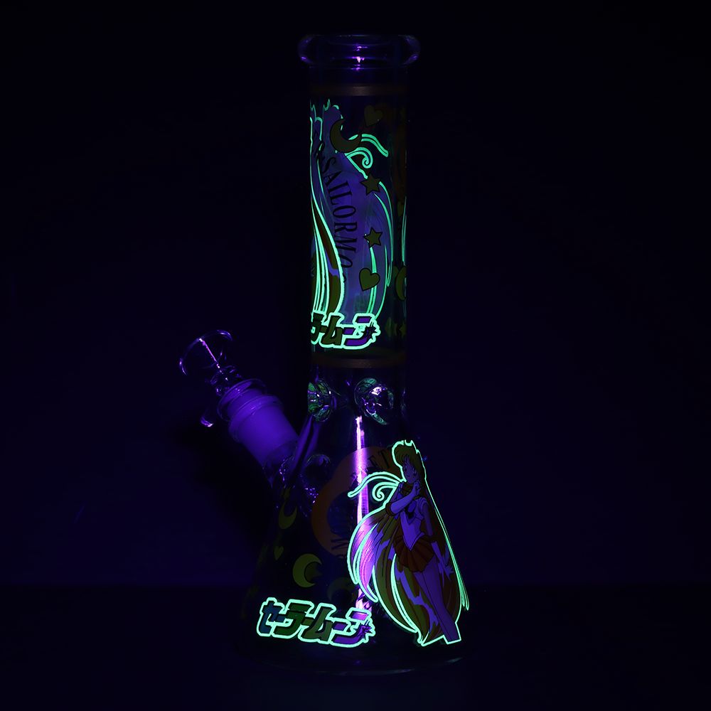 Japanese Animation Girl Version 3 Beaker Glass Water Pipe - 10" / 14mm F - Discreet Smoker