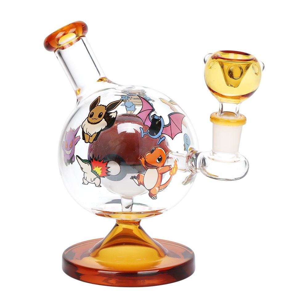 Playful Creatures Ball Glass Water Pipe - 6" / 14mm F - Discreet Smoker