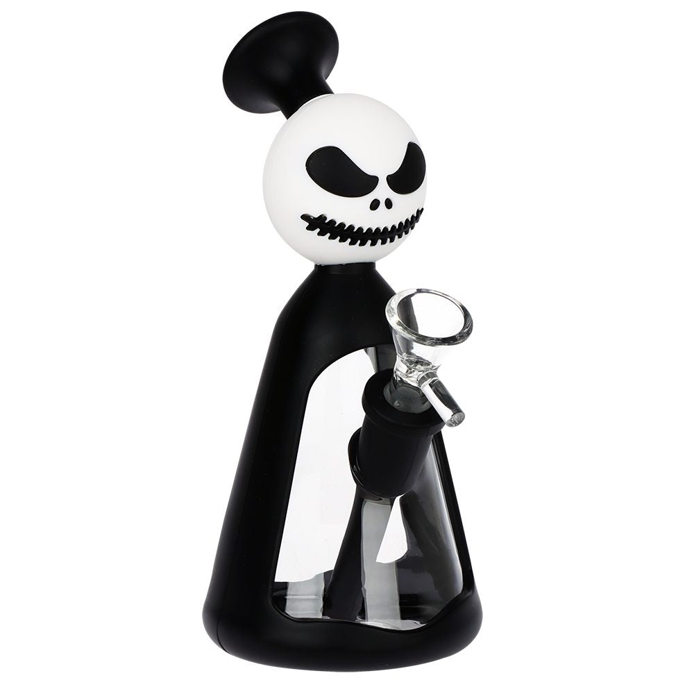Nightmarish Silicone on Glass Water Pipe - 7.25" / 14mm F - Discreet Smoker